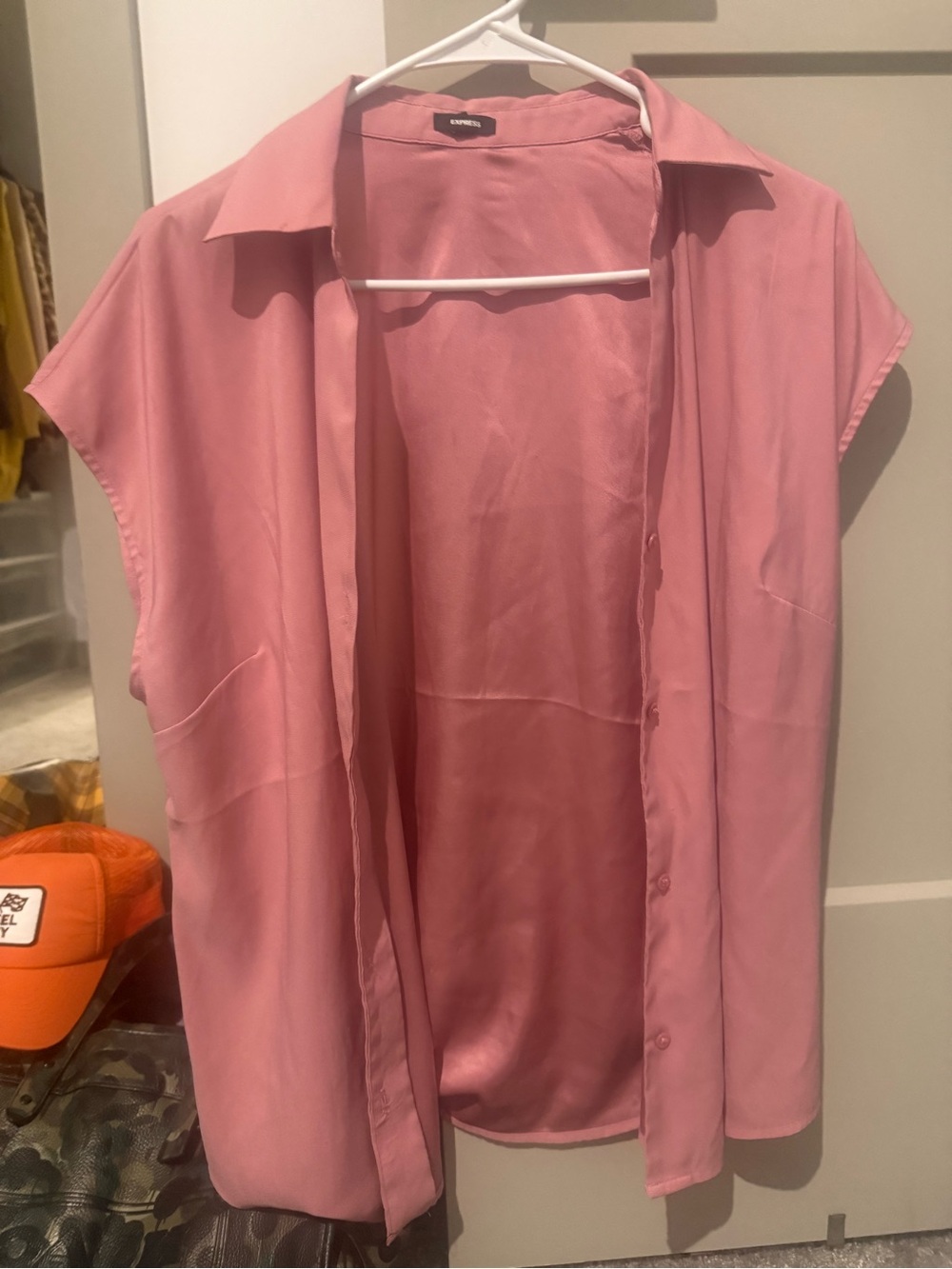 Express Dusty Rose Sleeveless Button-Front Top